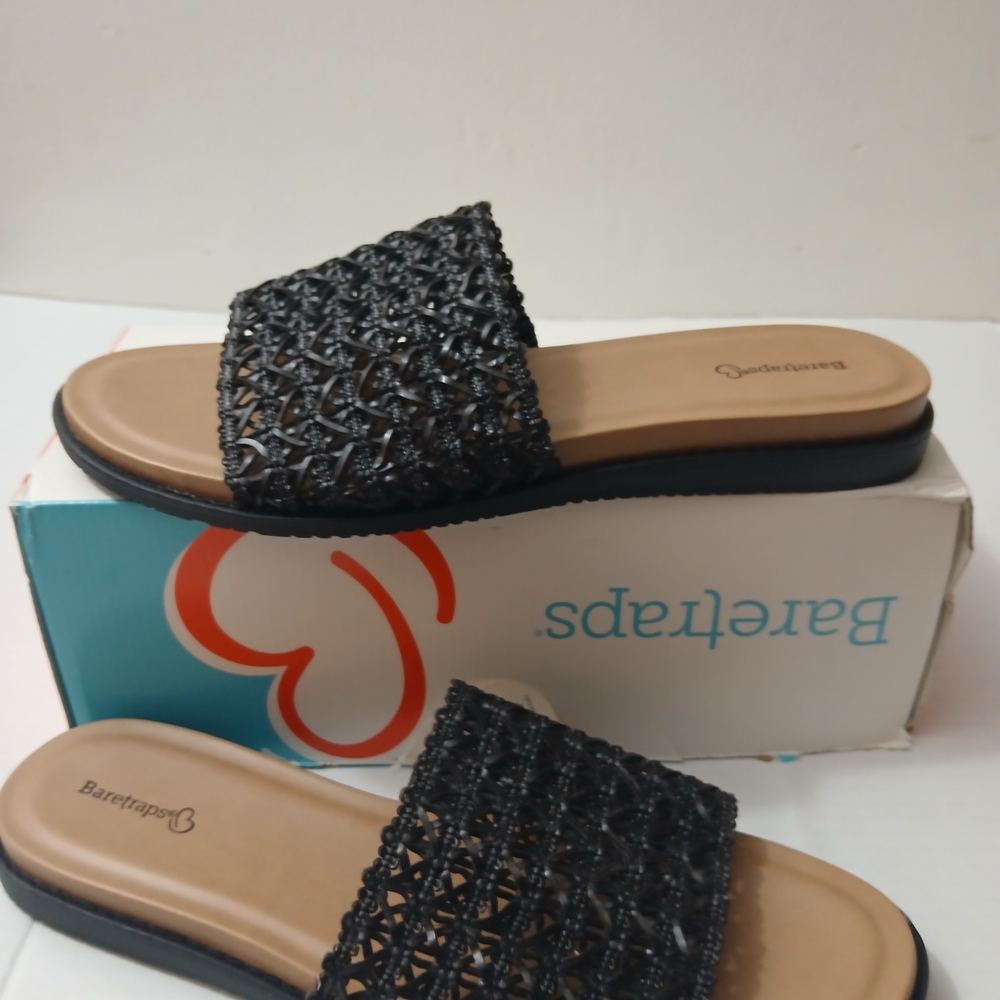 Baretraps Women's Black Slide Sandals Sizes 11/ 9½ New - Picture 2 of 11